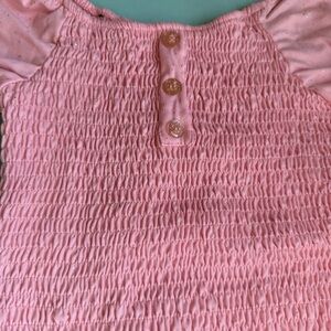 btween Pink Smocked Blouse with Puff Sleeves
